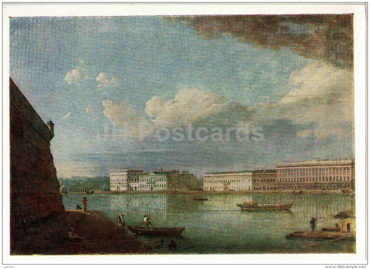painting by Fyodor Alexeyev , view of Dvortsovaya Embankment - Russian art - Russia - 1957 - Russia USSR - unused - JH Postcards