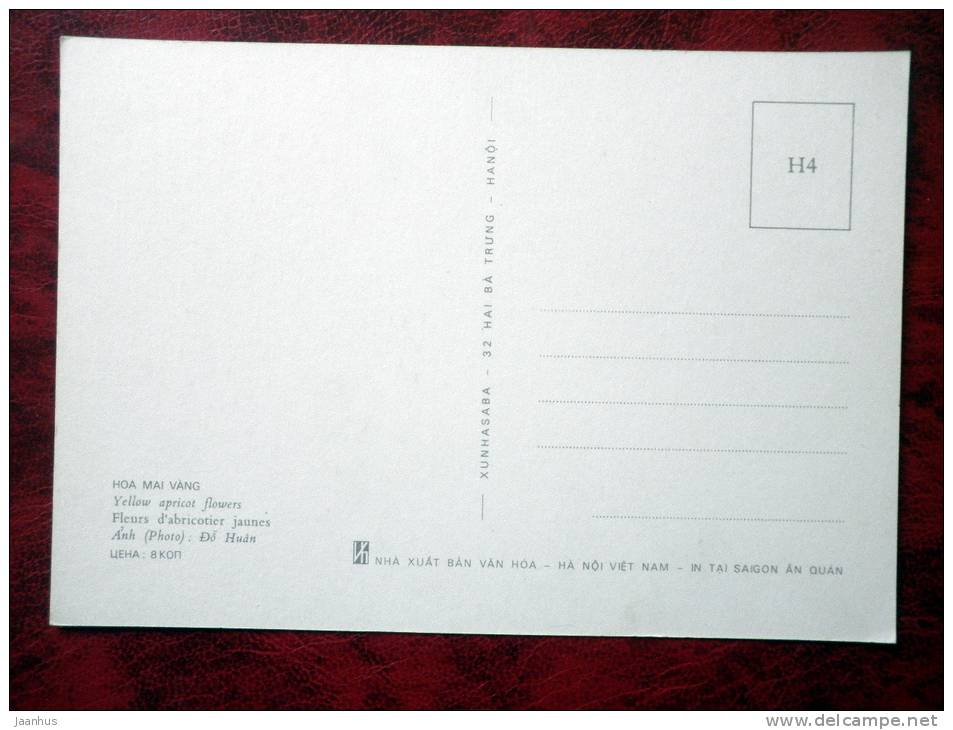 Yellow Apricot flowers - Vietnam - unused - JH Postcards