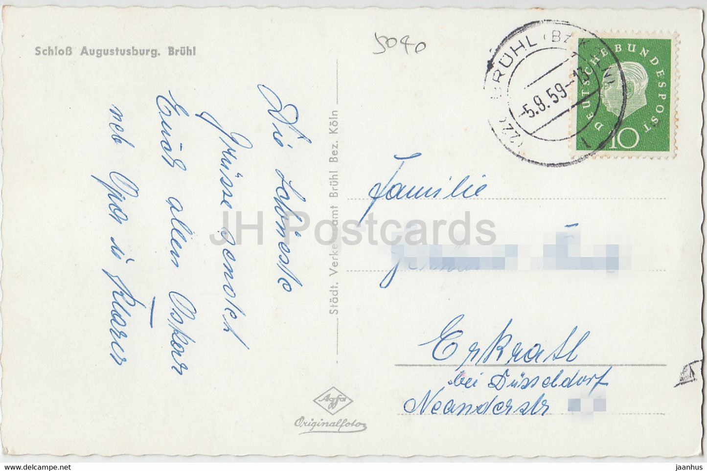 Schloss Augustusburg - Brühl - Schloss - 1959 - Deutschland - gebraucht