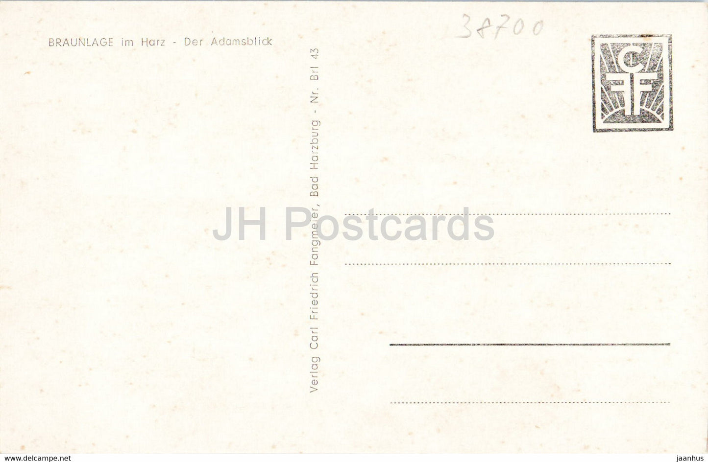 Braunlage im Harz - Der Adamsblick - old postcard - Germany - unused