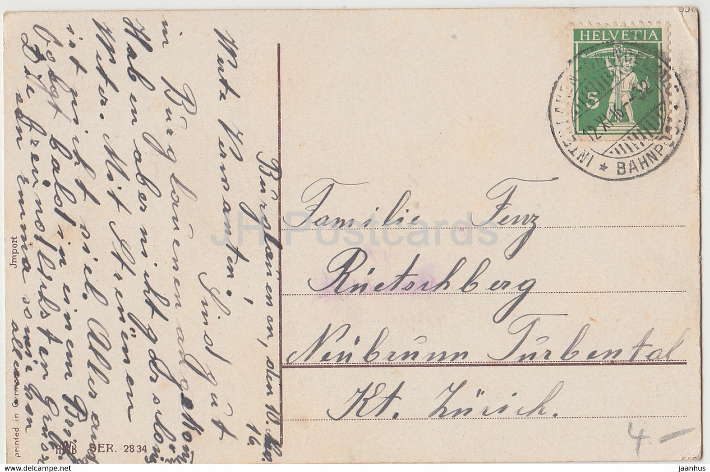 fleurs - maïs - illustration - HWB SER 2834 - carte postale ancienne - 1916 - Allemagne - utilisé