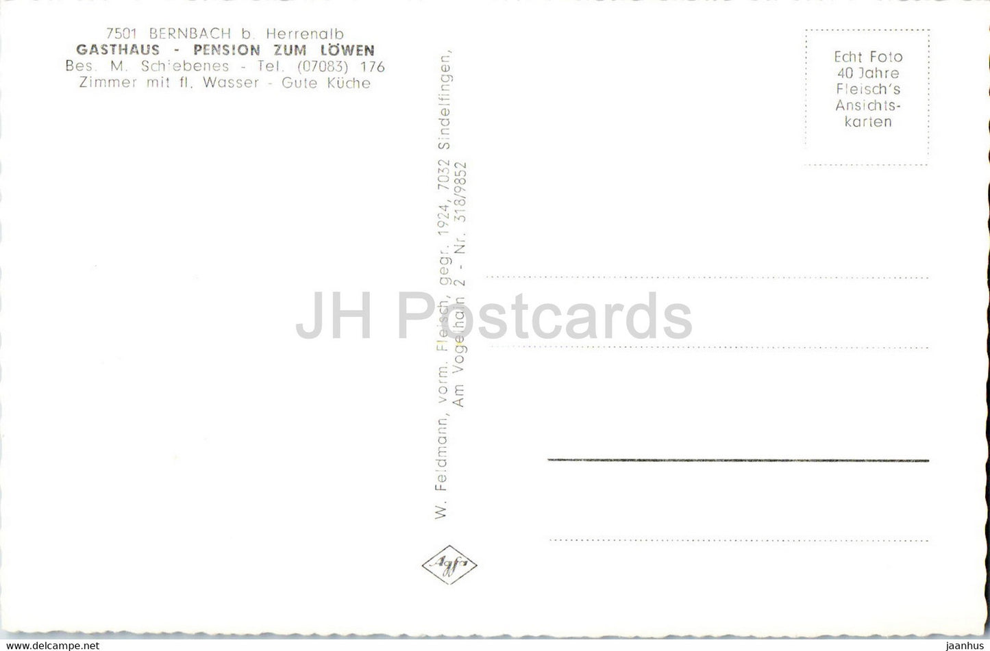 Erholungsort Bernbach b Herrenalb - Gasthaus Pension zum Lowen - Bernbachtal mit Dobel - old postcard - Germany - unused