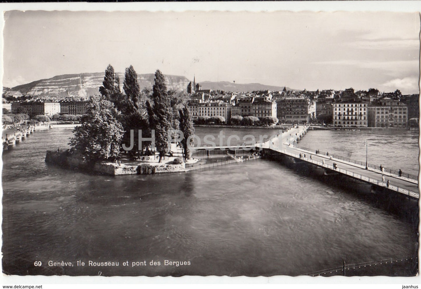 Geneve - Geneva - Ile Rousseau et pont des Bergues - 69 - Switzerland - 1954 - used - JH Postcards