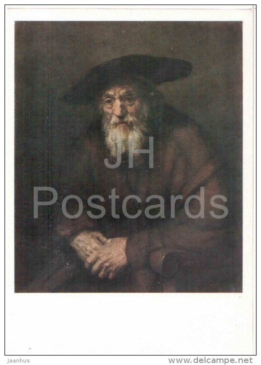 painting by Rembrandt - Portrait of a Old Man , 1654 - dutch art - unused - JH Postcards