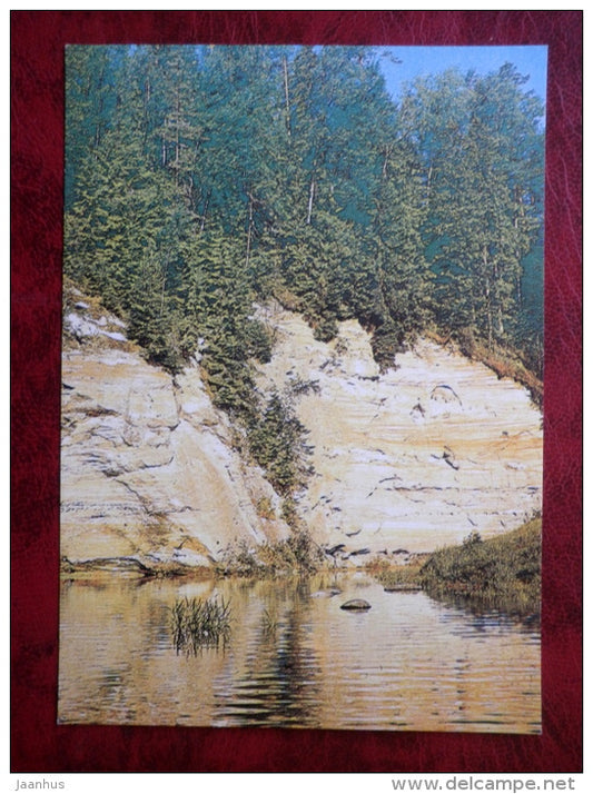 Suur Taevaskoda at Ahja River - sandstone outcrops - 1982 - Estonia - USSR - unused - JH Postcards
