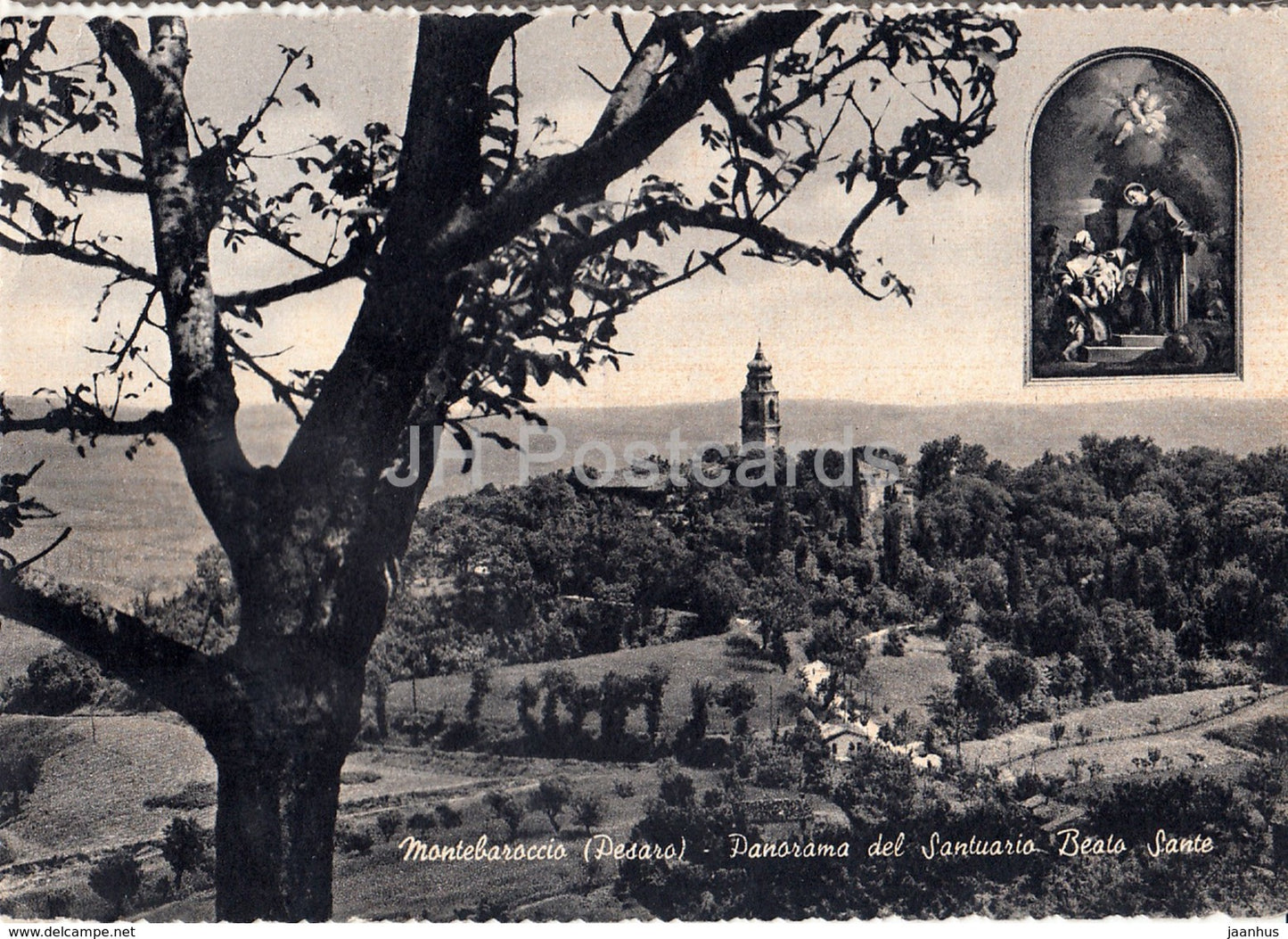 Montebaroccio - general view of the Sanctuary Beato Sante - Italy - 1963 - used - JH Postcards