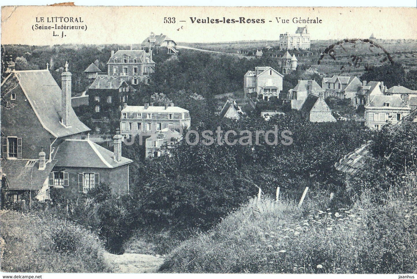 Veules les Roses - Vue Generale - 533 - Le Littoral - old postcard - 1920 - France - used - JH Postcards