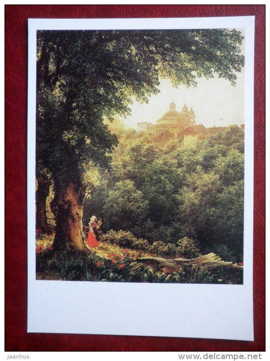 painting by Mikhail Lebedev , Ariccia Near Rome , 1836 - russian art - unused - JH Postcards