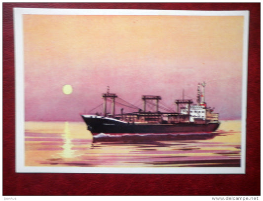 cargo ship Nikolai Novikov - by V. Viktorov - Soviet navy - 1979 - Russia USSR - unused - JH Postcards