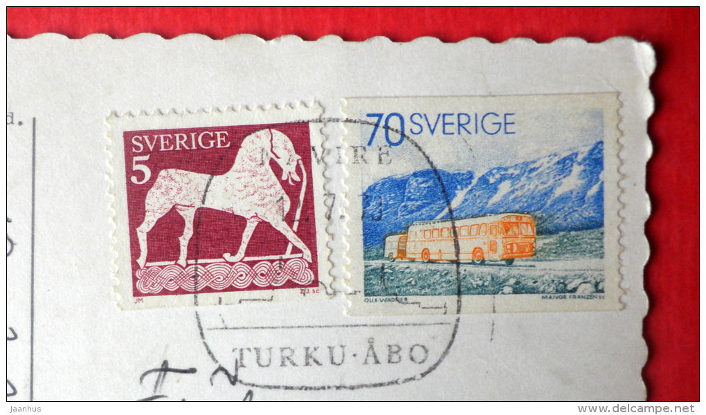 air panorama - the city hall - Stockholm - Sea Mail - Bore I - 130/317 - Sweden - sent from Sweden to Estonia USSR 1973 - JH Postcards