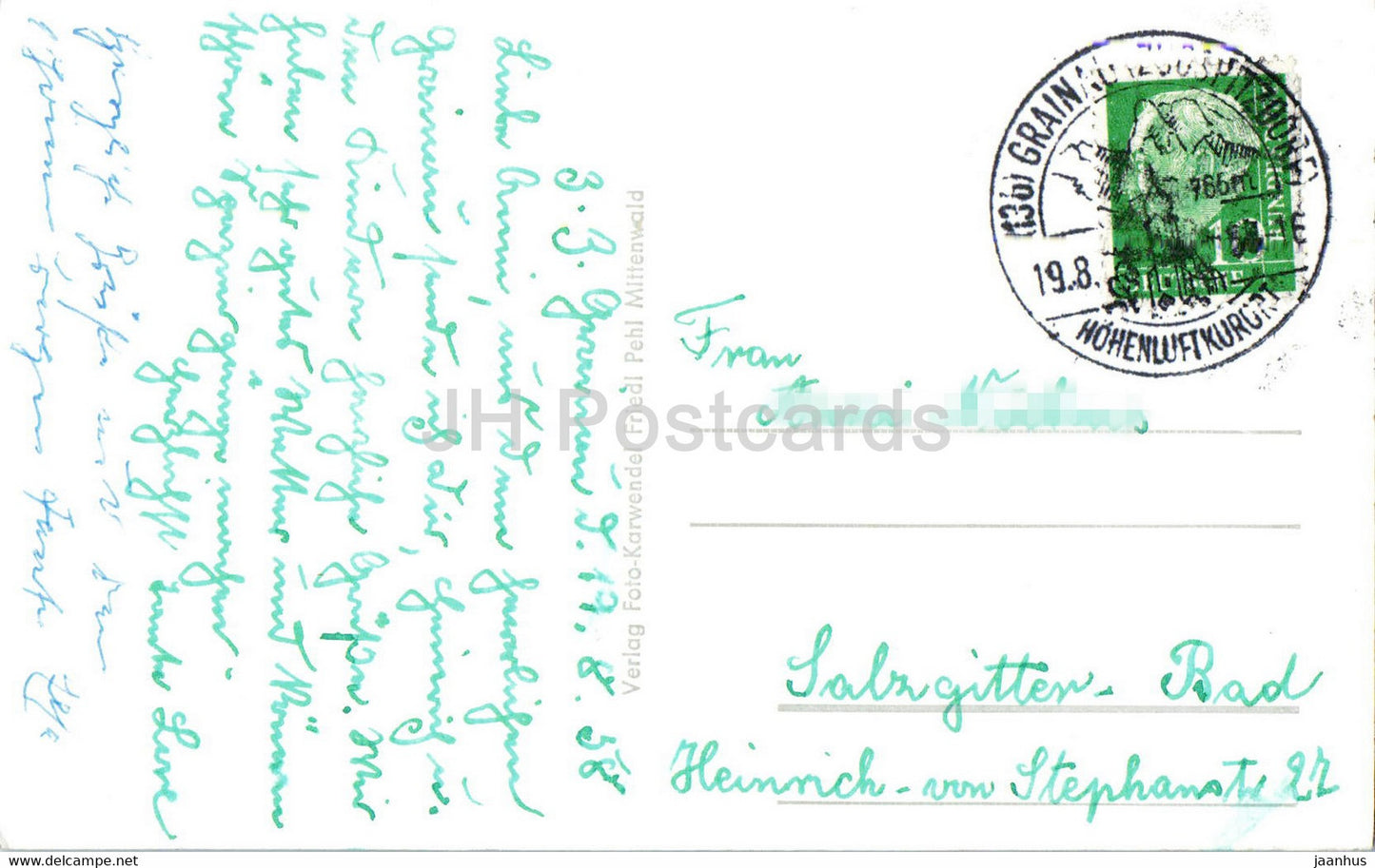 Grainau - Kirche mit Zugspitze 2964 m - church - old postcard - 1958 - Germany - used