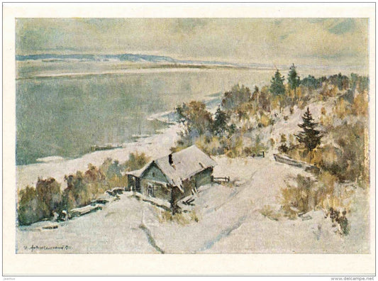 painting by D. Arkhangelsky - Winter Landscape . Simbirsk , 1922 - Russian Art - 1974 - Russia USSR - unused - JH Postcards
