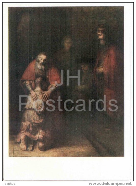 painting by Rembrandt - The Return of the Prodigal Son , 1629-1630 - dutch art - unused - JH Postcards