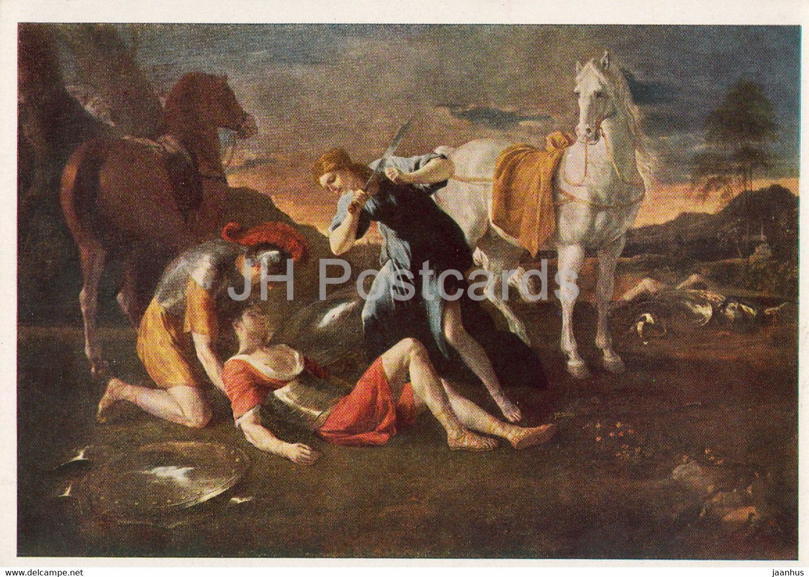 painting by Nicolas Poussin - Tancred and Hermine - horse - French art - 1966 - Russia USSR - unused - JH Postcards