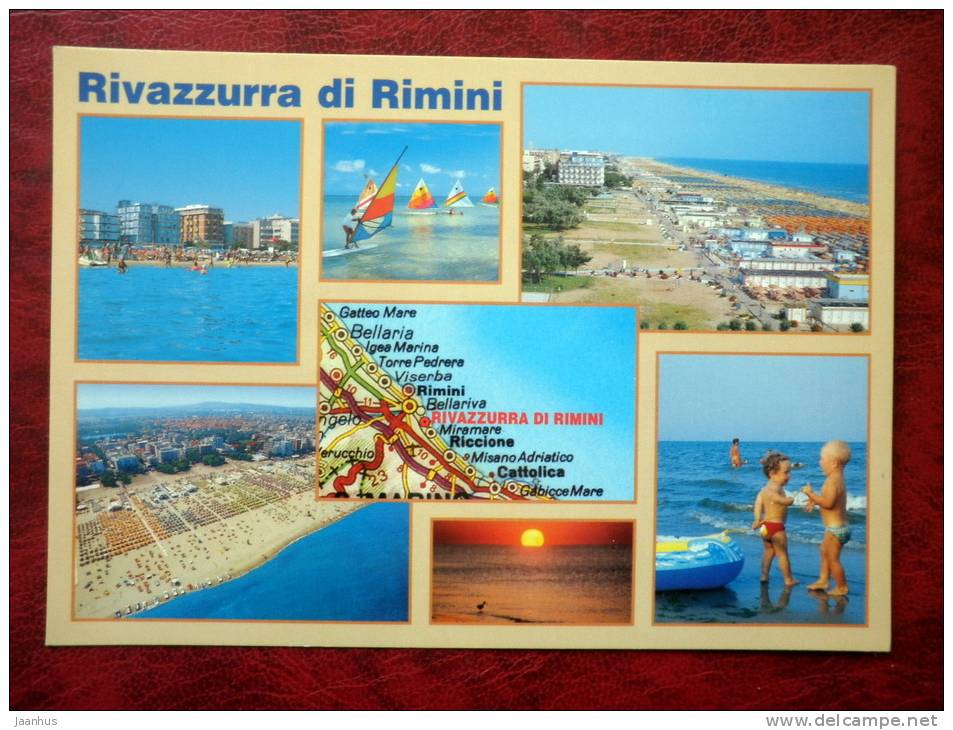 Rivazzurra di Rimini - beach - windsurfing - multiview - Italy - unused - JH Postcards