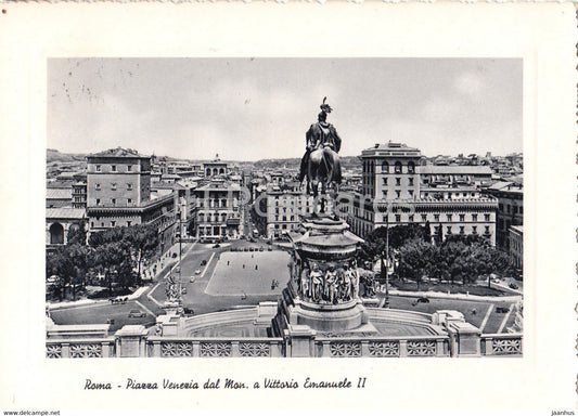Roma - Rome - Piazza Venezia dal Mon a Vittorio Emanuele II - square - monument - old postcard - 1956 - Italy - used - JH Postcards