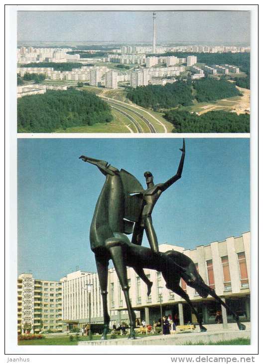 Lazdynai - a new residental area - sculpture - horse - Vilnius - 1983 - Lithuania USSR - unused - JH Postcards