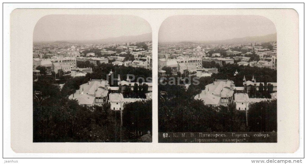 cathedral - Lermontov Gallery - Pyatigorsk - Caucasus - Russia - Russie - stereo photo - stereoscopique - old photo - JH Postcards