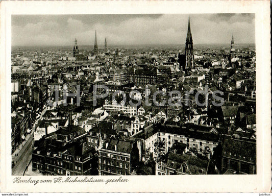 Hamburg vom St Michaelisturm gesehen - 1 - old postcard - Germany - unused - JH Postcards