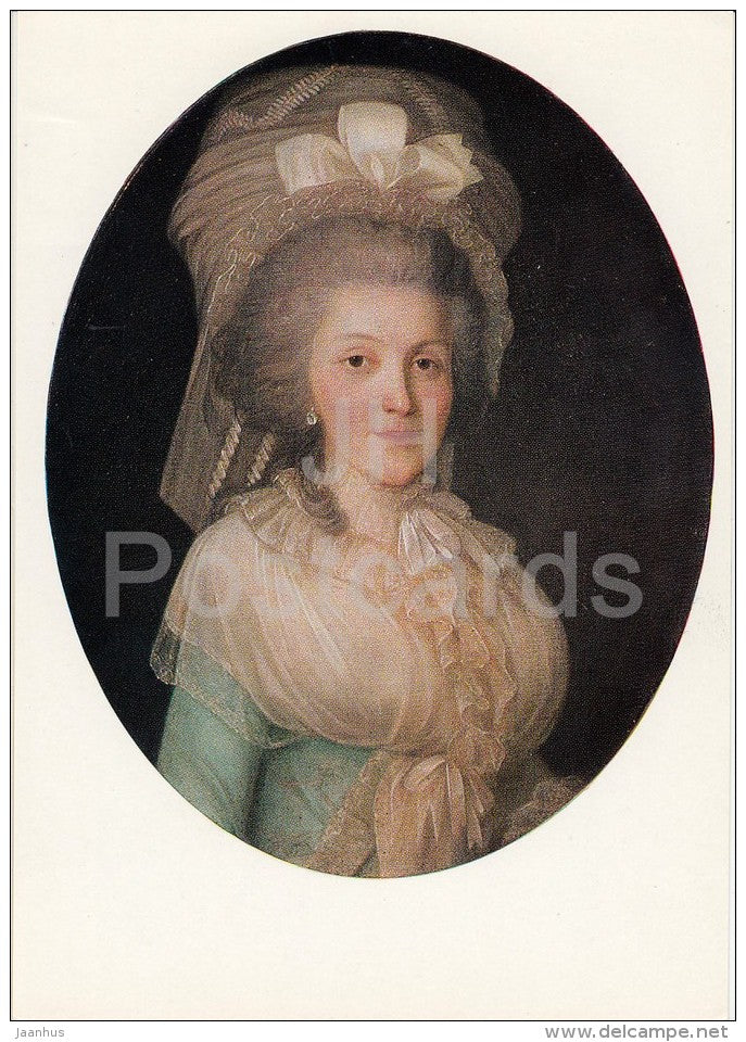 painting by F. Rokotov - Portrait of Y. Golitsyna , 1790s - woman - Russian art - 1974 - Russia USSR - unused - JH Postcards