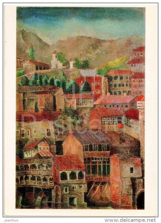 painting by Elene Akhvlediani - The Tbilisi of Bygone Days , 1927 - georgian art - unused - JH Postcards
