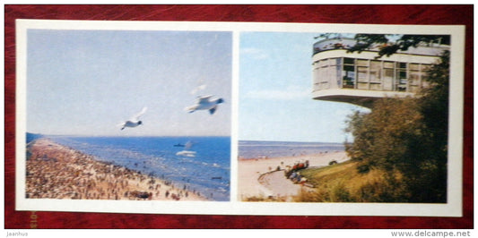 restaurant Juras Perle - beach - seagulls - birds - Jurmala - 1980 - Latvia USSR - unused - JH Postcards