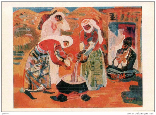 painting by A. Grigoryan - In the Old Village , 1967 - women - armenian art - unused - JH Postcards