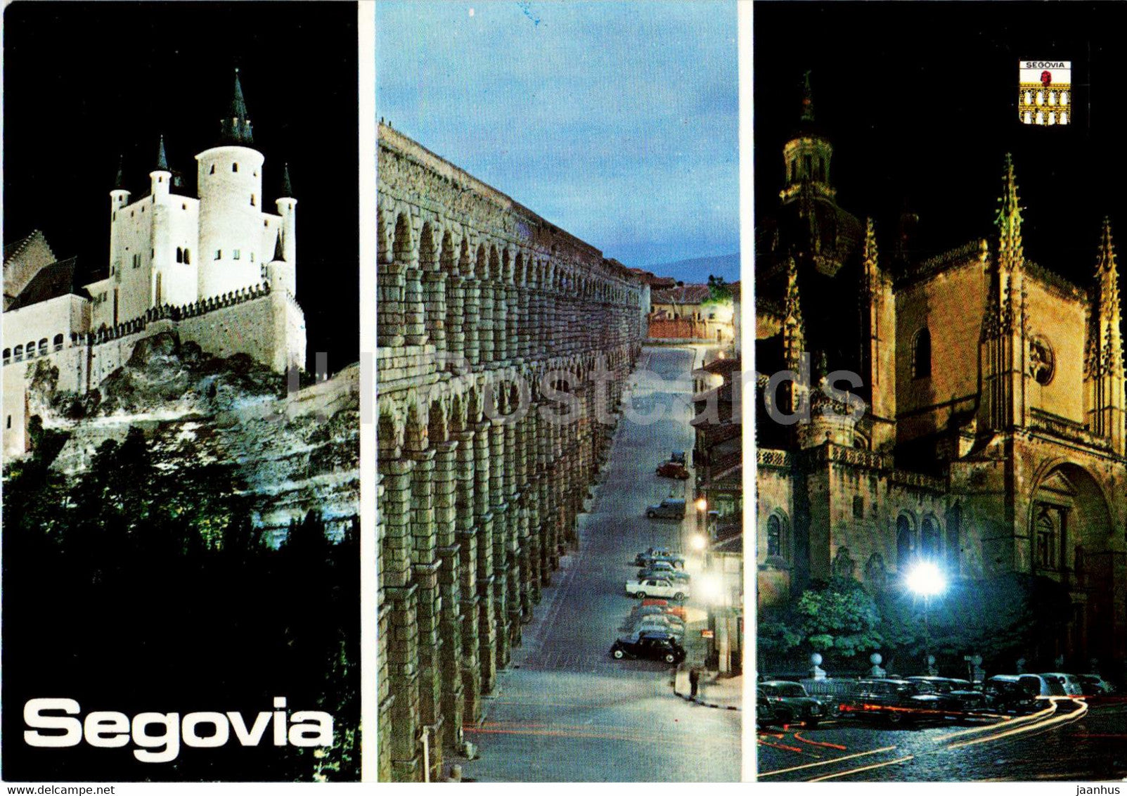 Segovia - Alcazar - Acueducto - Catedral - cathedral - aqueduct - multiview - 9 - Spain - unused - JH Postcards