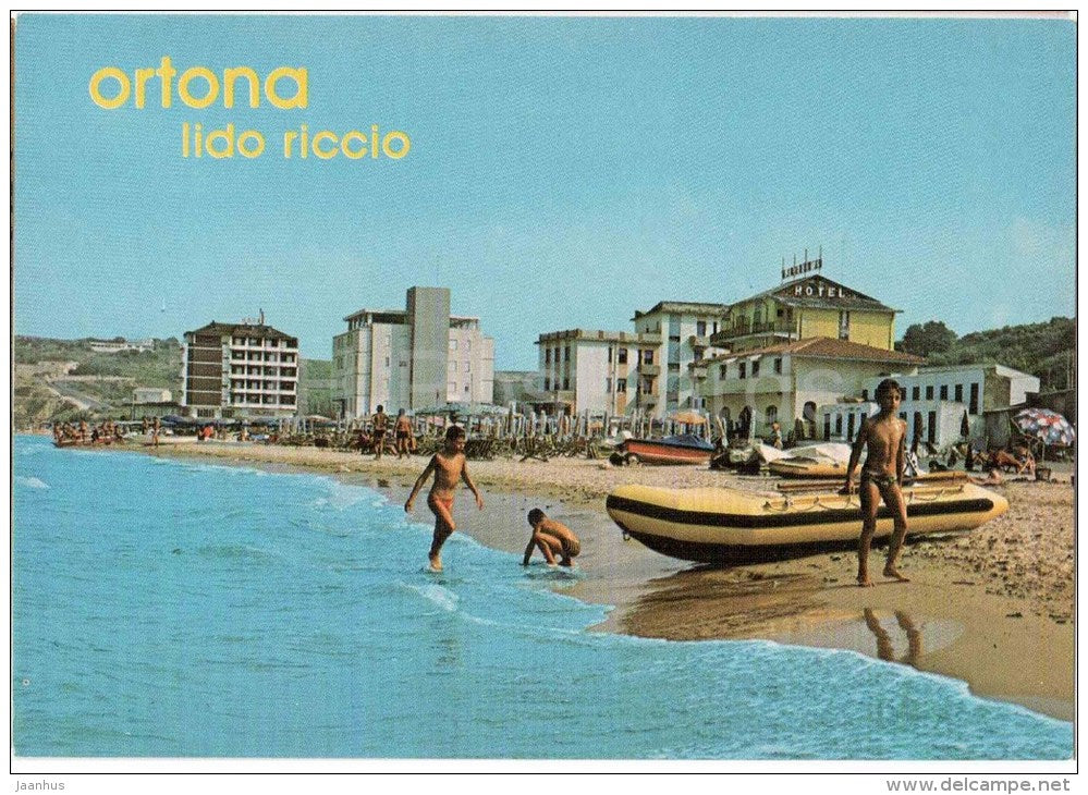 Ortona Lido Riccio - beach - inflatable boat - Chieti - Abruzzo - 1550 - Italia - Italy - unused - JH Postcards