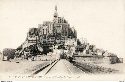 Le Mont Saint Michel - Le Cote Sud et la Digue - 1 - old postcard - France - unused - JH Postcards