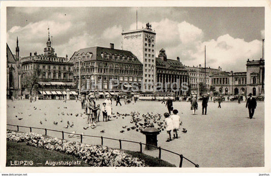 Leipzig - Augustusplatz - tram - old postcard - 1939 - Germany - used - JH Postcards