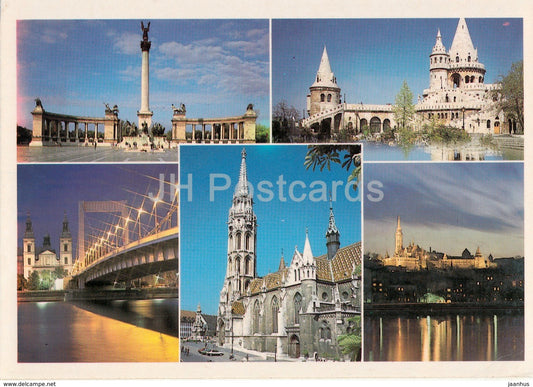 Budapest - castle - cathedral - bridge - architecture - 1991 - Hungary - used - JH Postcards