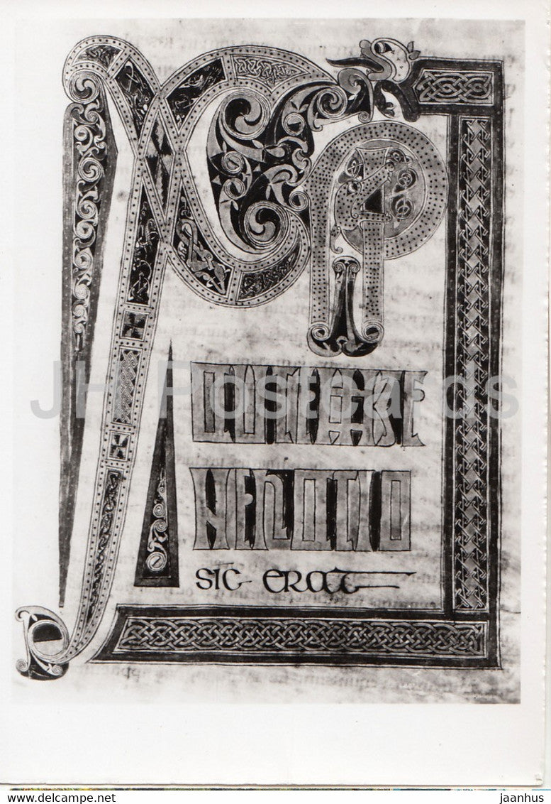 Evangelien Initium - Aus der Stiftsbibliothek St Gallen - library - old postcard - Switzerland - unused - JH Postcards