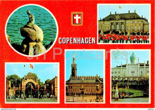 Copenhagen - Kobenhavn - Different view of Copenhagen - Little Mermaid - Royal Guard - multiview - 7 - Denmark - unused - JH Postcards