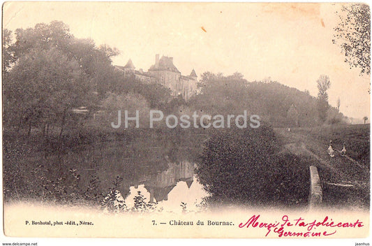 Chateau de Bournac - castle - 7 - 1905 - old postcard - France - used - JH Postcards