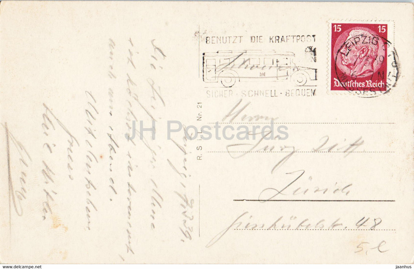 Leipzig - Augustusplatz - Straßenbahn - alte Postkarte - 1939 - Deutschland - gebraucht