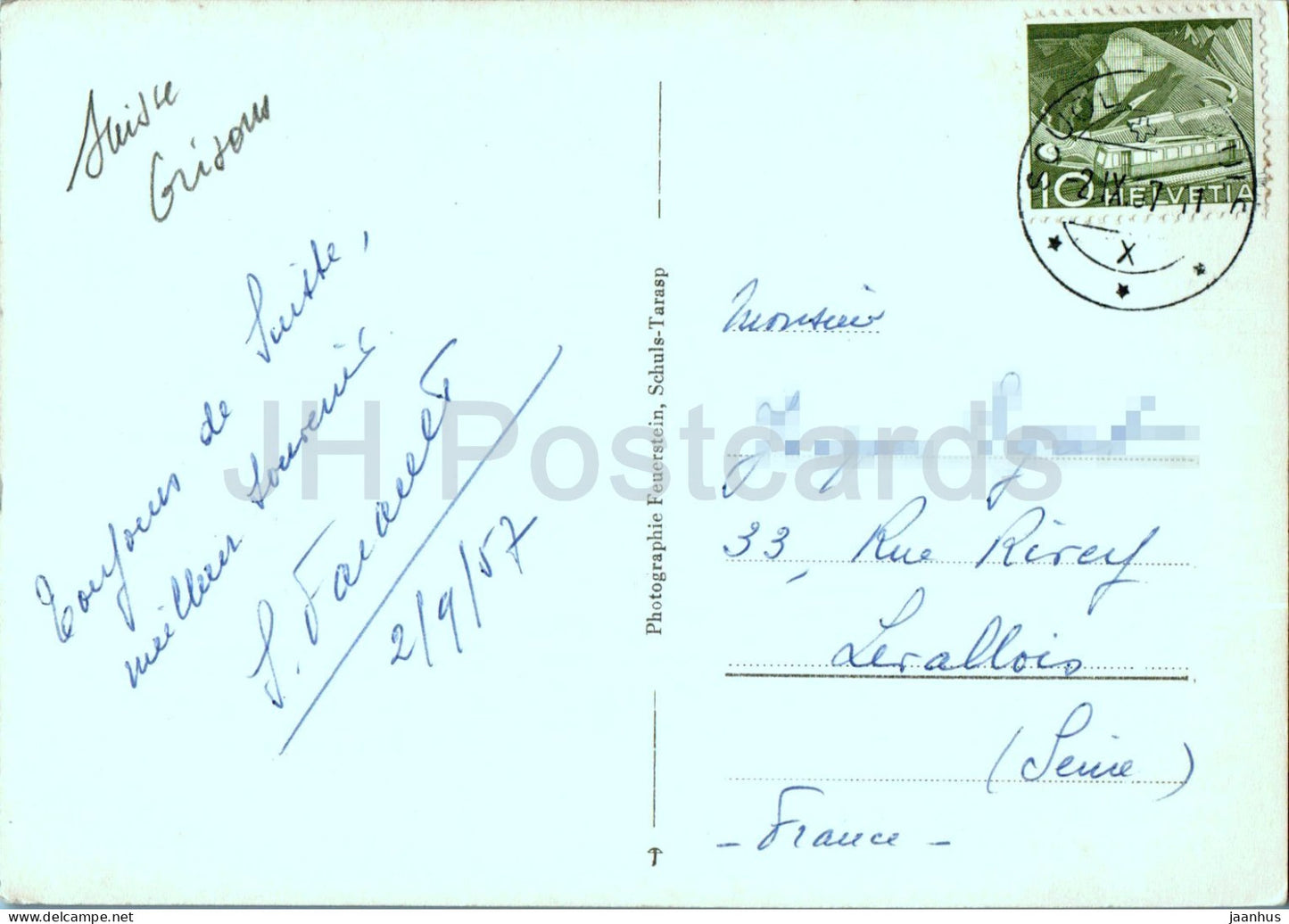 Piz Plavna - Val Minger - Parc Nat - 1069 - carte postale ancienne - 1957 - Suisse - utilisé 