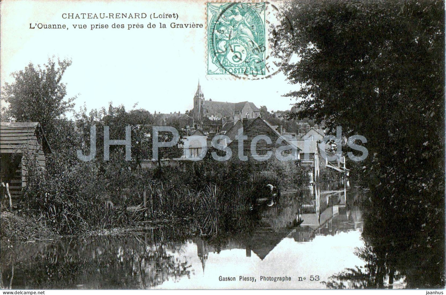 Chateau Renard - Chateaurenard - L'Ouanne vue prise des pres de la Graviere - 53 - old postcard - 1905 - France - used - JH Postcards