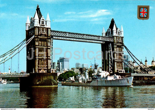 London - Tower Bridge - ship - warship - 50 - England - United Kingdom - unused - JH Postcards