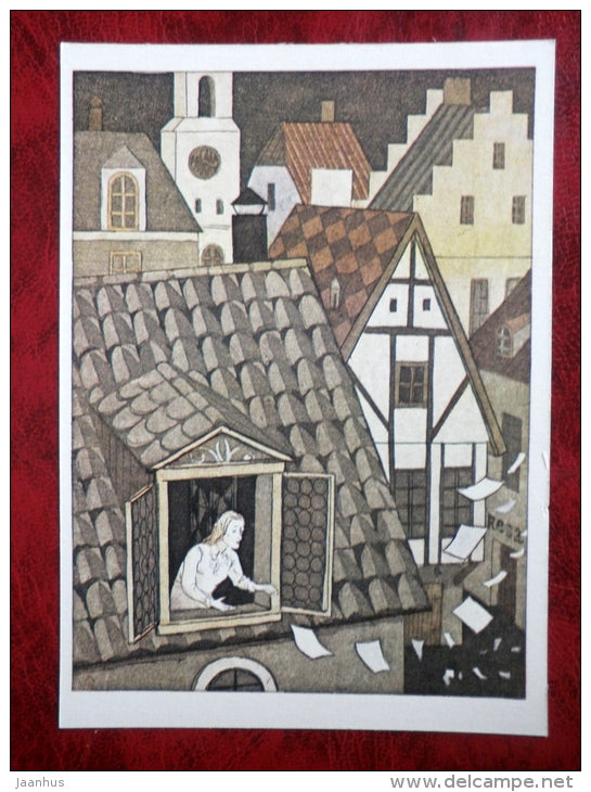 The Wonderful Adventures of Nils by S. Lagerlöf - Illustration by Diodorov - unhappy student - 1981 - unused - JH Postcards