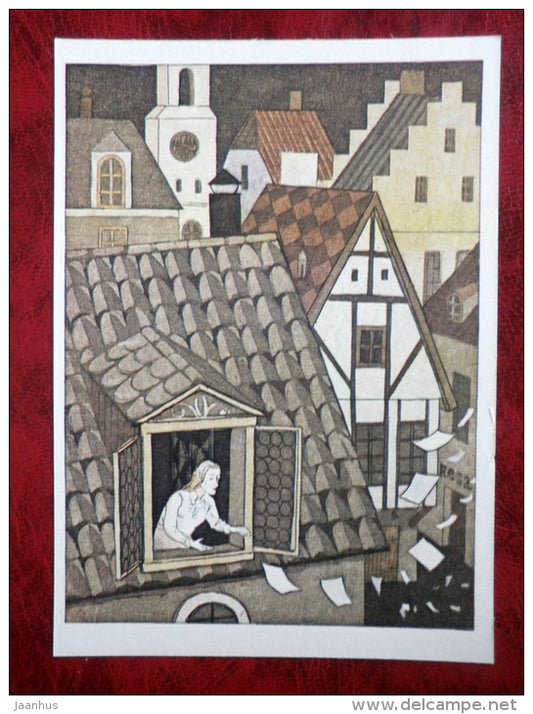 The Wonderful Adventures of Nils by S. Lagerlöf - Illustration by Diodorov - unhappy student - 1981 - unused - JH Postcards