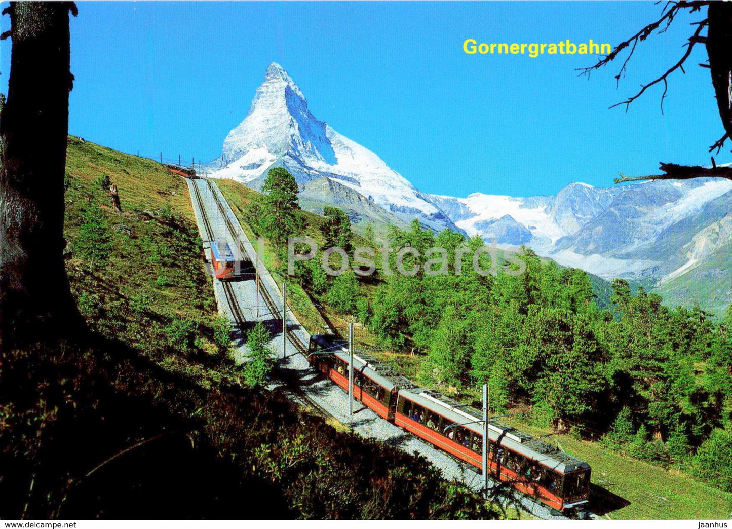 Gornergratbahn mit Matterhorn bei Riffelalp ob Zermatt - train - railway - locomotive - Switzerland - unused - JH Postcards