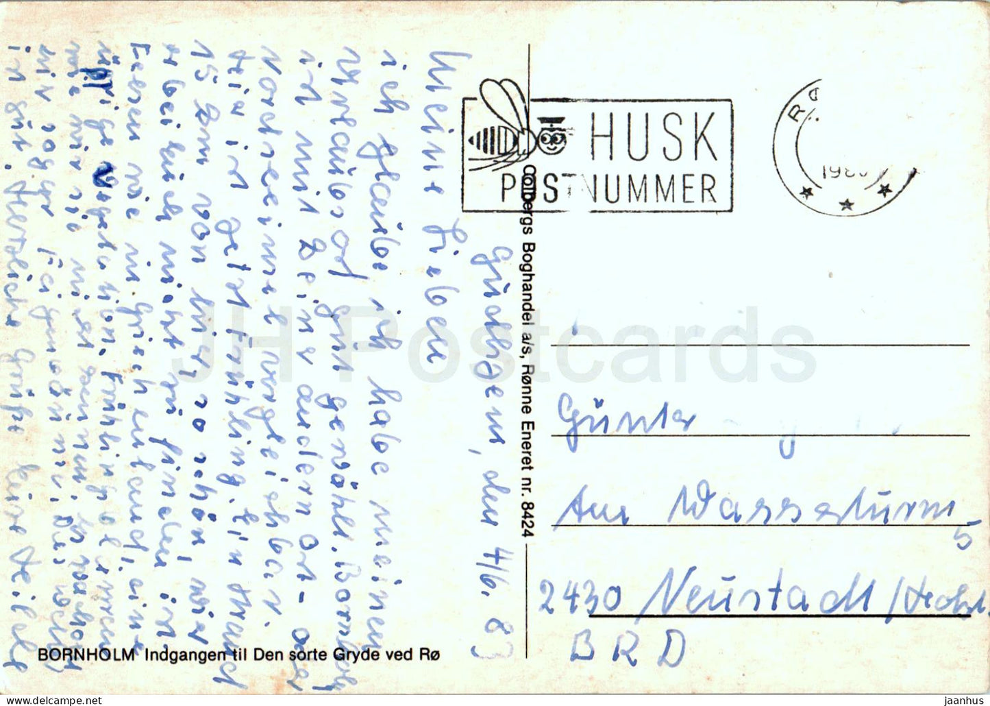 Bornholm - Indgangen til sorte Gryde ved Ro - entrée par Ro - 1983 - Danemark - utilisé 