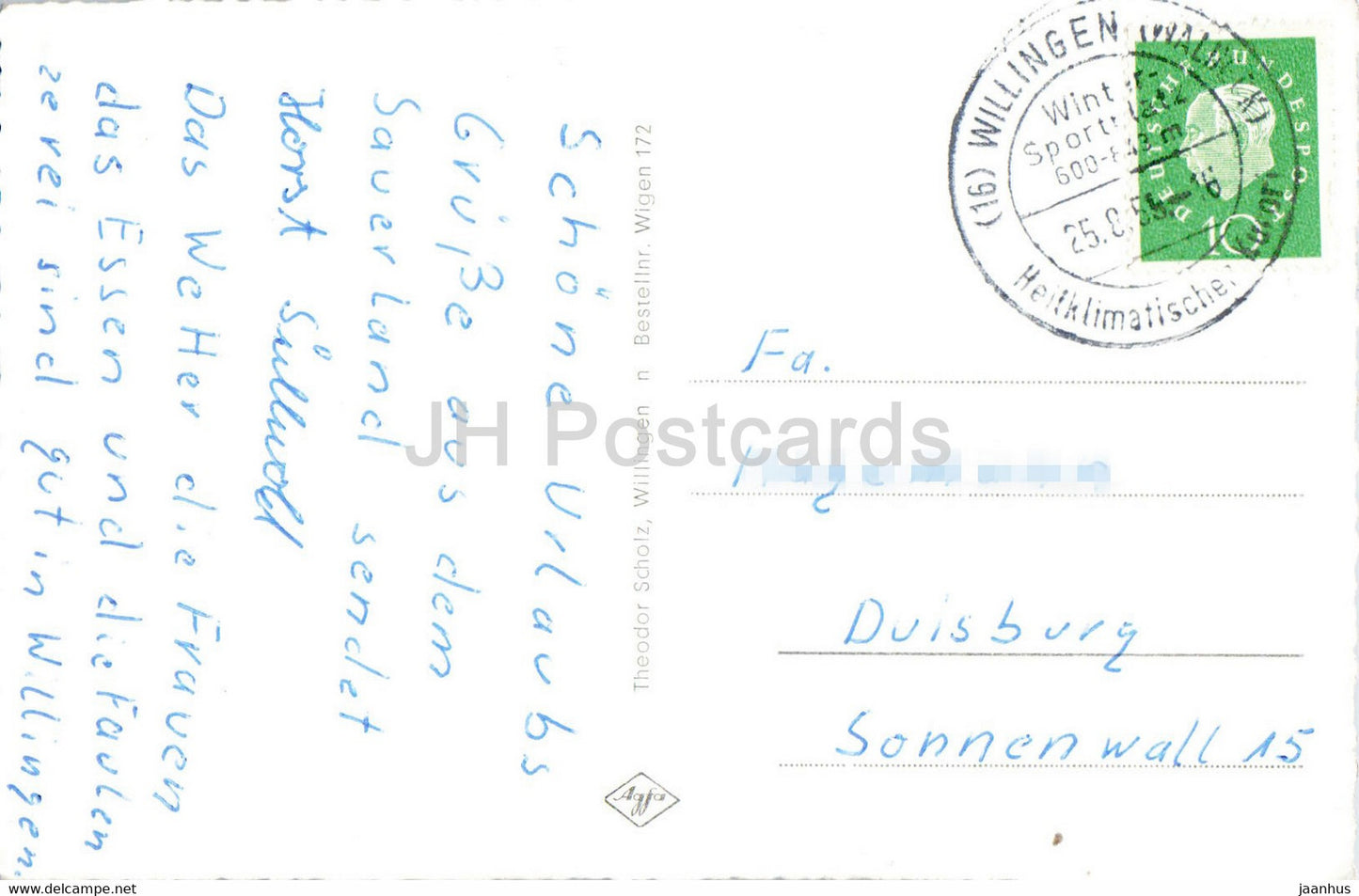 Willingen - Waldeck - Hermeketal - Hoppecketal - animaux - cerf - carte postale ancienne - 1959 - Allemagne - utilisé
