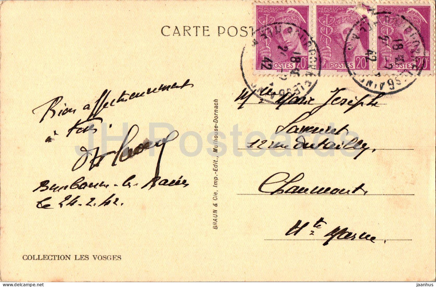 Bourbonne Les Bains - Sous le Donjon - 15857 - carte postale ancienne - 1942 - France - occasion 