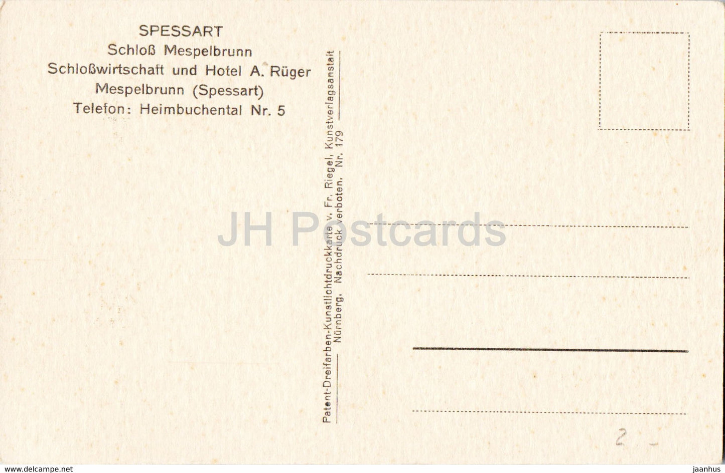 Spessart - Schloss Mespelbrunn - Vögel - Schwan - Schloss - 179 - alte Postkarte - Deutschland - unbenutzt