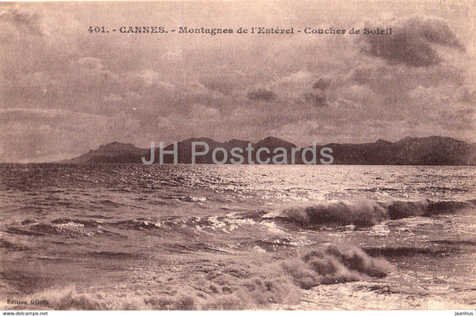 Cannes - Montagnes de l'Esterel  - Coucher de Soleil - 401 - old postcard - France - unused - JH Postcards