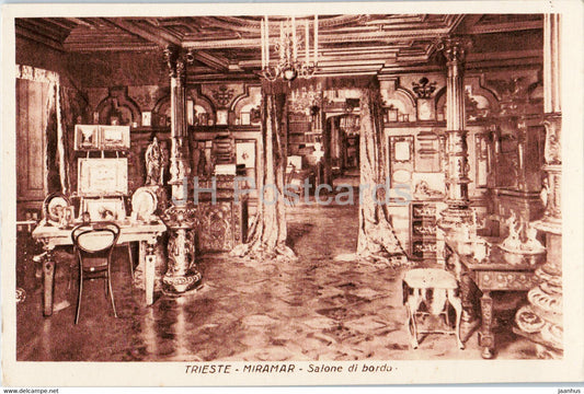Trieste - Miramar - Salone di bordo - 0657 - old postcard - Italy - unused - JH Postcards