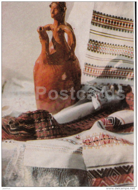 works of folk artists of Moldova - bottle - textile - 1968 - Moldova USSR - unused - JH Postcards