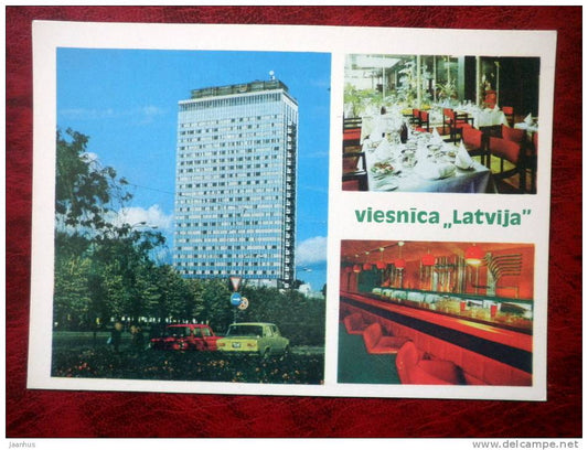 Riga - hotel Latvia - cars - 1981 - Latvia - USSR - unused - JH Postcards